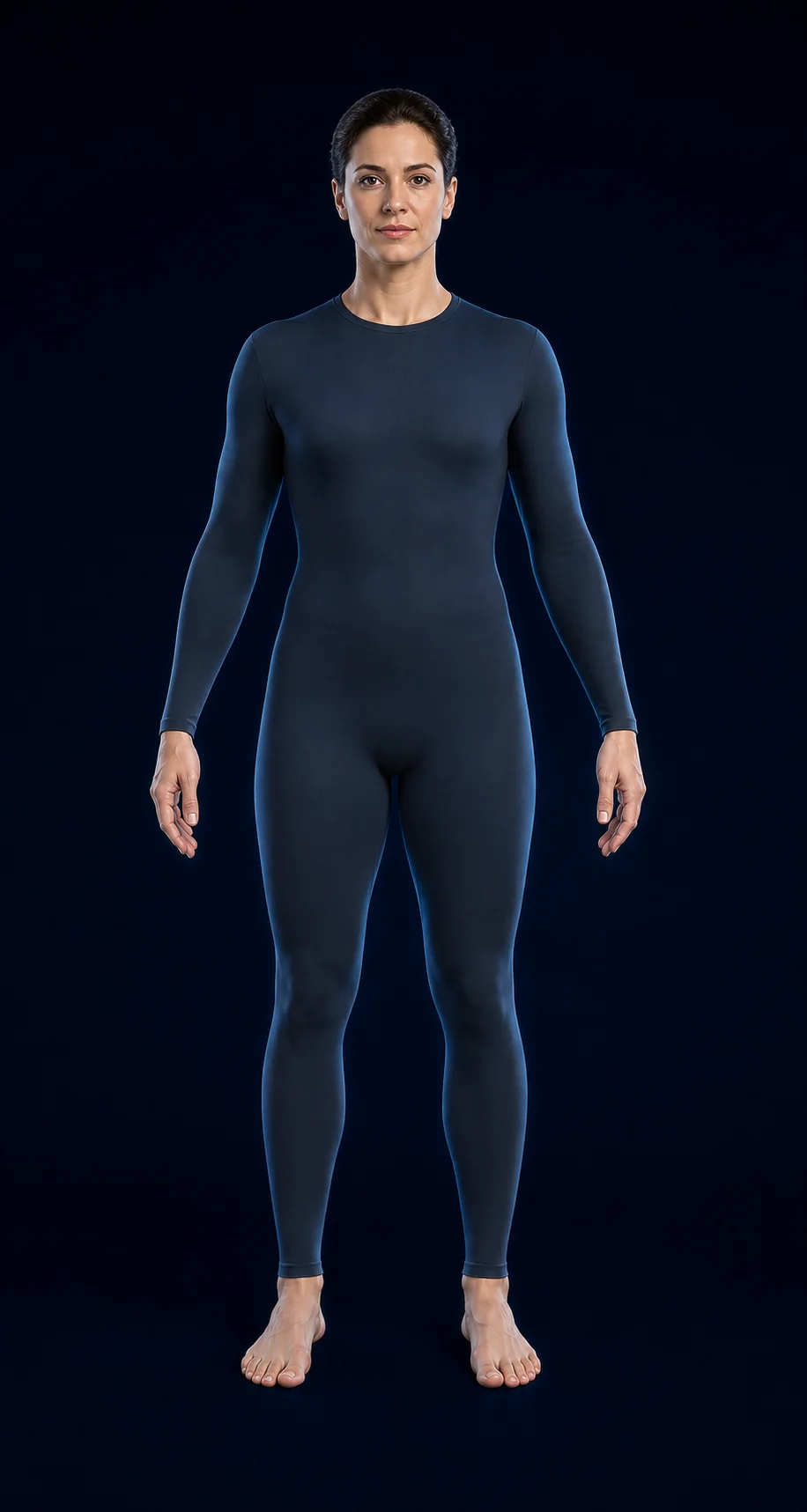 Front-facing adult woman model for clinical application navigation