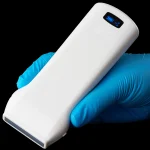Suresult L10H handheld linear ultrasound probe held in a gloved hand