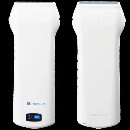 Suresult L10H linear ultrasound probe front and back view