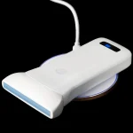 Suresult L10W linear ultrasound probe on its wireless charging pad