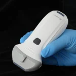 Suresult L14Pro handheld 10/14 MHz linear ultrasound probe in gloved hand