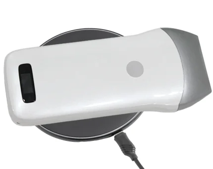 Suresult L7.5 linear probe on its wireless charging pad