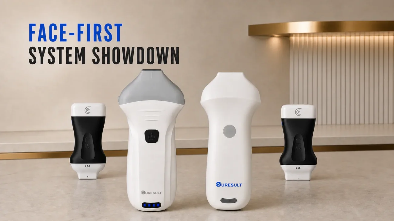 Suresult L24Pro and L20 centered between Clarius L20 HD3 and L15 HD3 in a med-spa comparison